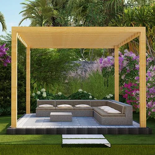 Hand-finished wooden pergola detailing