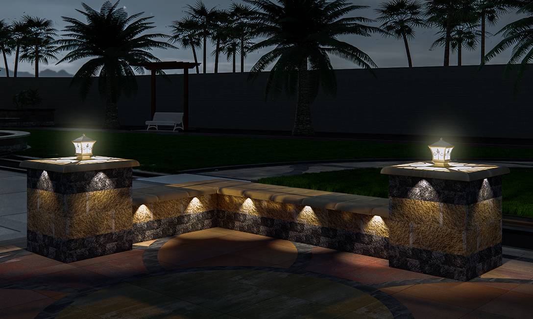 Outdoor night garden lighting scene