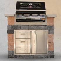 Outdoor kitchen countertop and storage detail
