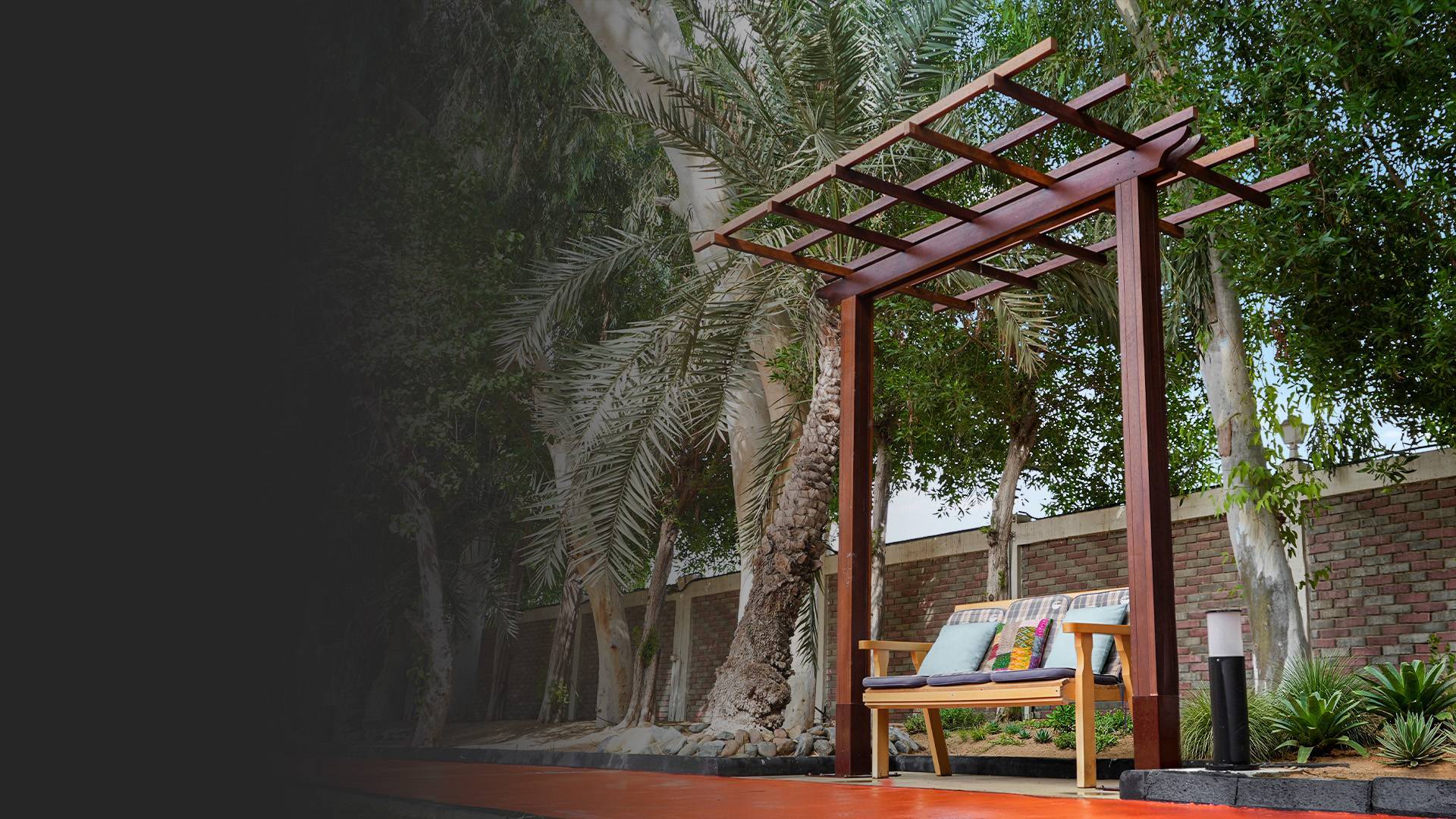 Wooden pergola outdoor structure