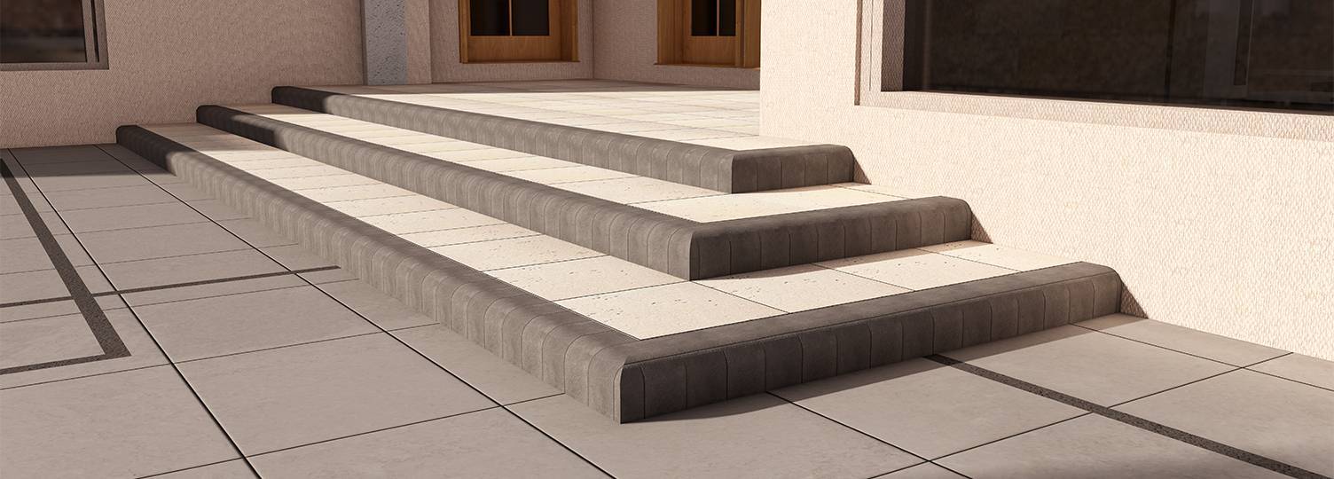 Wide concrete steps linking two terrain levels