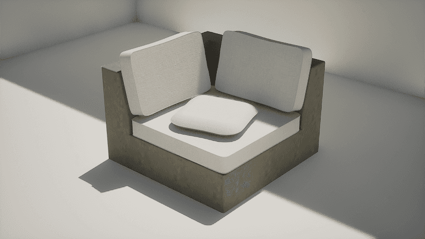 Concrete Corner Chair With Cushion Set