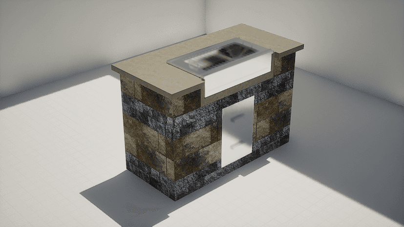 Countertop - 160x80 - Charcoal Grill M (D Drawer)