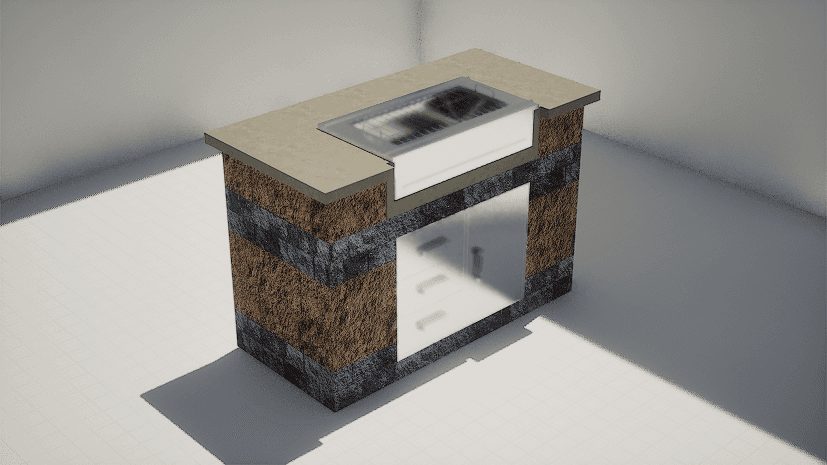 Countertop - 160x80 - Charcoal Grill M (T Drawer & S Door)